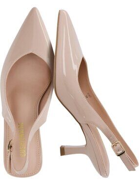 Women's Nude Slingback Kitten Heels Pointed Toe Ankle Strap Casual Dress Pumps